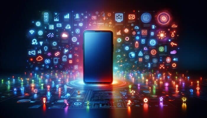 Top Trends in SEO for Small Businesses: A smartphone displaying a user-friendly website with icons representing increased engagement and better search rankings, highlighting mobile optimization's importance for business success.