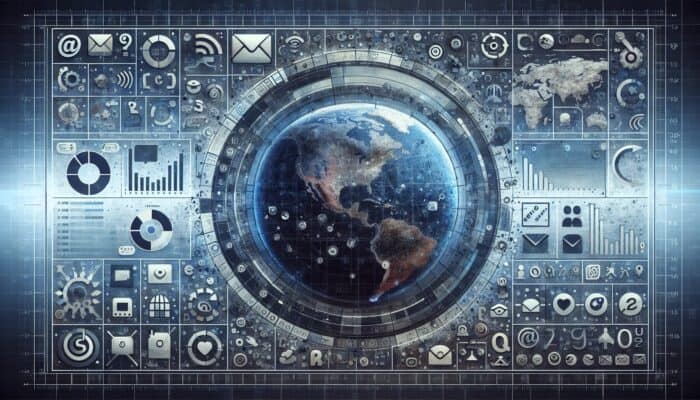 A digital interface showing email frequency settings with a graph of subscriber engagement, against a global communication network backdrop.