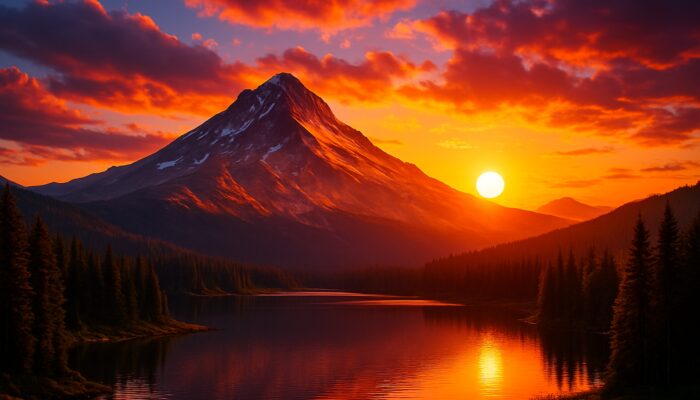 Majestic mountain sunset landscape with bold text overlay on vibrant YouTube thumbnail.
